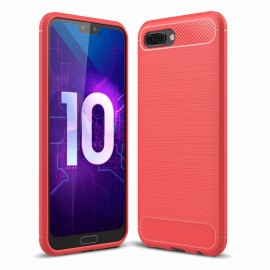 Coque Silicone Honor 10 3D Carbone Rouge