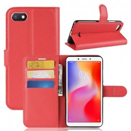 Etuis Portefeuille Xiaomi Redmi 6 Simili Cuir Rouge