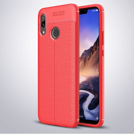 Coque Silicone Huawei P Smart Plus Cuir 3D Rouge
