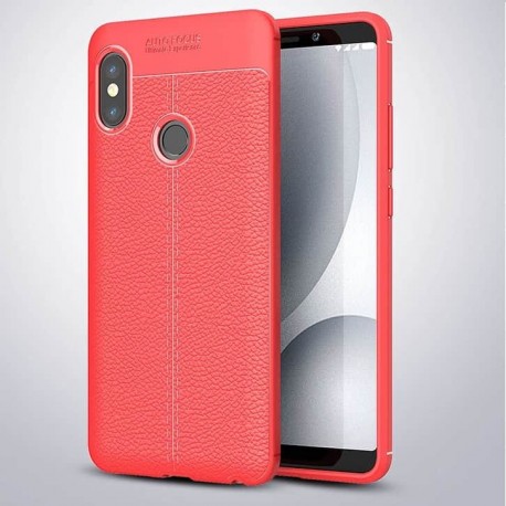 Coque Silicone Xiaomi MI A2 Cuir 3D Rouge