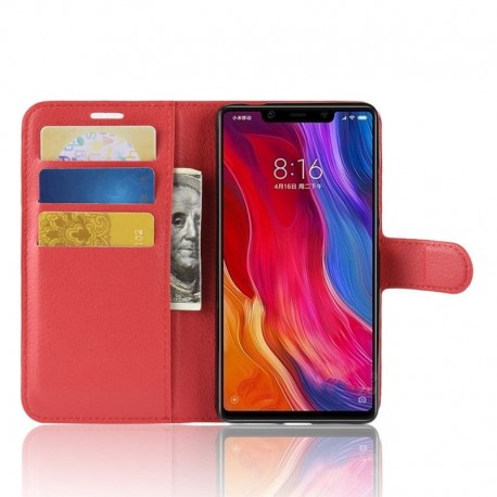 Etuis Portefeuille Xiaomi MI 8 SE Simili Cuir Rouge