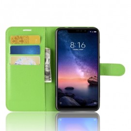 Etuis Portefeuille Xiaomi Redmi Note 6 Pro Simili Cuir Verte
