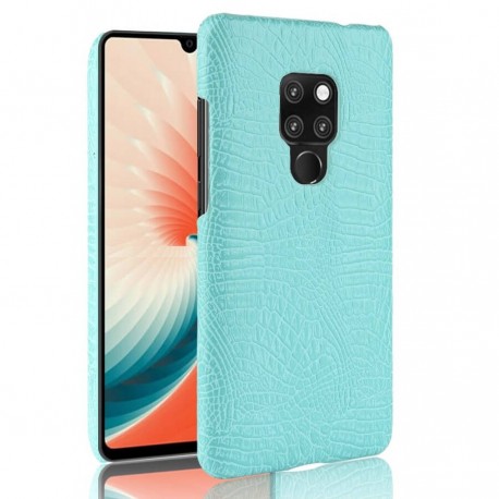 Coque Huawei Mate 20 Cuir Croco Turquoise
