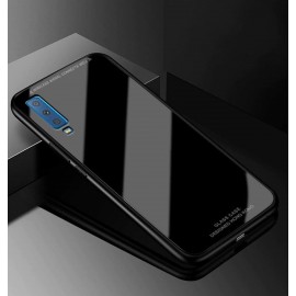 Coque Samsung Galaxy A7 2018 Silicone Noir et Verre Trempé