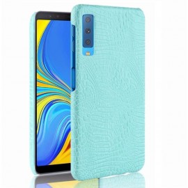 Coque Samsung Galaxy A7 2018 Croco Cuir Turquoise