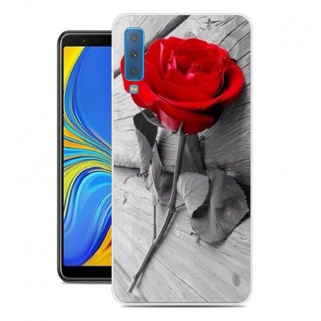 Coque Silicone Samsung Galaxy A7 2018 Rose Rouge