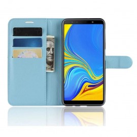 Etuis Portefeuille Samsung Galaxy A7 2018 Simili Cuir Bleu