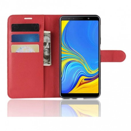 Etuis Portefeuille Samsung Galaxy A7 2018 Simili Cuir Rouge