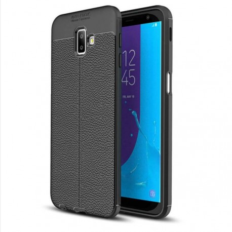 Coque Silicone Samsung Galaxy J6 Plus Cuir 3D Noir