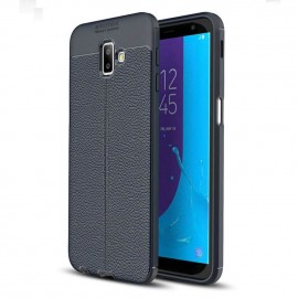 Coque Silicone Samsung Galaxy J6 Plus Cuir 3D Bleu