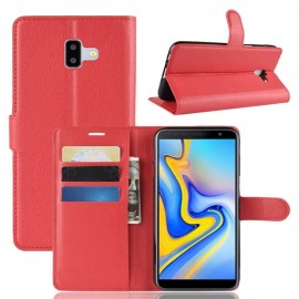 Etuis Portefeuille Samsung Galaxy J6 Plus Simili Cuir Rouge