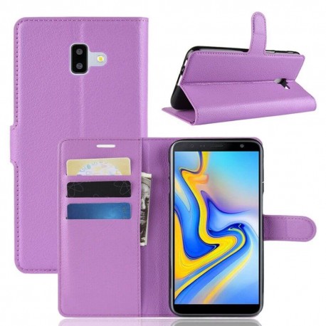 Etuis Portefeuille Samsung Galaxy J6 Plus Simili Cuir Violet