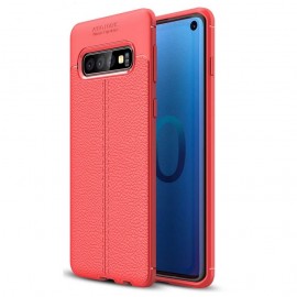 Coque Silicone Samsung Galaxy S10 Cuir 3D Rouge