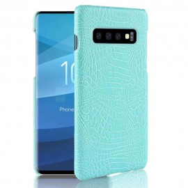 Coque Samsung Galaxy S10 Croco Cuir Turquoise