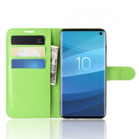 Etuis Portefeuille Samsung Galaxy S10  Simili Cuir Verte