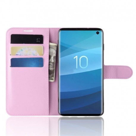 Etuis Portefeuille Samsung Galaxy S10 Simili Cuir Rose