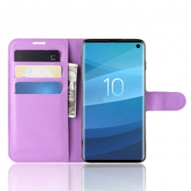 Etuis Portefeuille Samsung Galaxy S10 Simili Cuir Lila