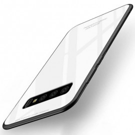 Coque Samsung Galaxy S10 Plus Silicone Blanche et Verre Trempé