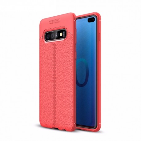 Coque Silicone Samsung Galaxy S10 Plus Cuir 3D Rouge