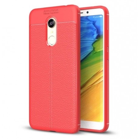 Coque Silicone Xiaomi Redmi 5 Plus Cuir 3D Rouge