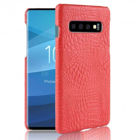Coque Samsung Galaxy S10 Plus Croco Cuir Rouge