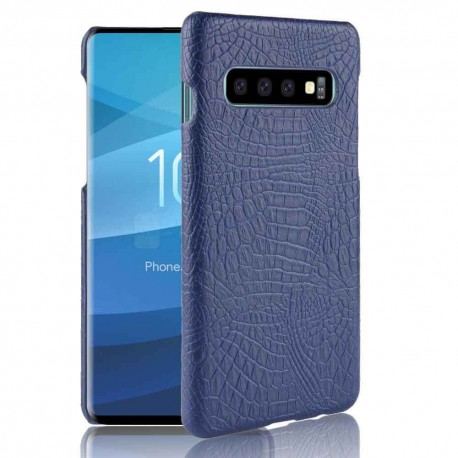 Coque Samsung Galaxy S10 Plus Croco Cuir Bleue