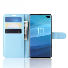 Etuis Portefeuille Samsung Galaxy S10 Plus Simili Cuir Bleu