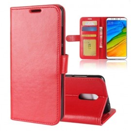 Etuis Portefeuille Xiaomi Redmi 5 Plus Simili Cuir Rouge