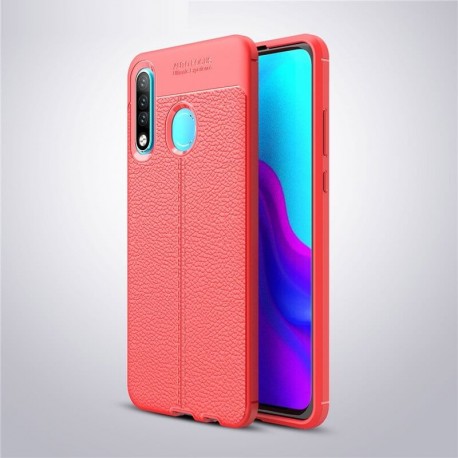 Coque Silicone Huawei P30 Lite  Cuir 3D Rouge