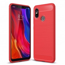 Coque Silicone Xiaomi MI 8 Brossé Rouge