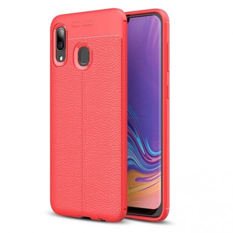 Coque Silicone Samsung Galaxy A40 Cuir 3D Rouge