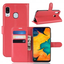 Etuis Portefeuille Samsung Galaxy A40 Simili Cuir Rouge
