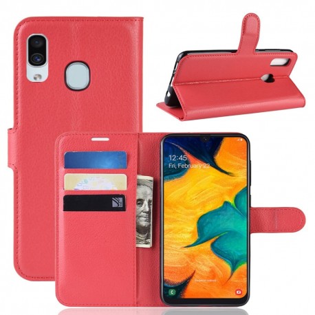 Etuis Portefeuille Samsung Galaxy A40 Simili Cuir Rouge