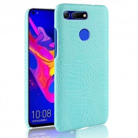 Coque Honor View 20 Croco Cuir Turquoise