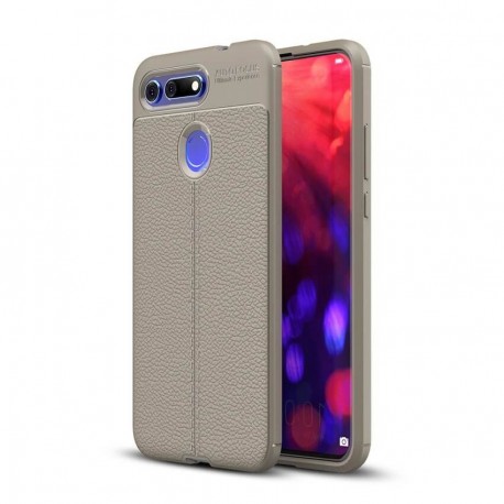 Coque Silicone Honor View 20 Cuir 3D Grise