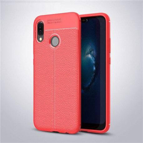 Coque Silicone Huawei P20 Lite Cuir 3D Rouge