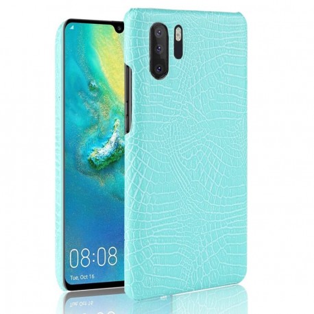 Coque Huawei P30 PRO Cuir Croco Turquoise