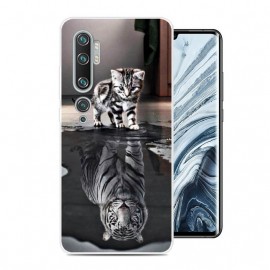 Coque Silicone Xiaomi Mi Note 10 Chat et Tigre