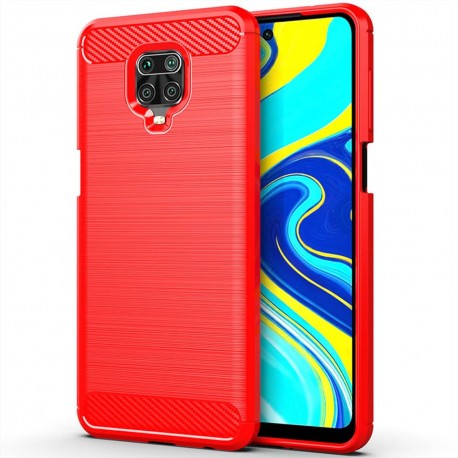 Coque Silicone Xiaomi Redmi Note 9 Pro Carbone 3D Rouge