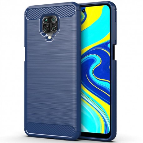 Coque Silicone Xiaomi Redmi Note 9 Pro Carbone 3D Bleue