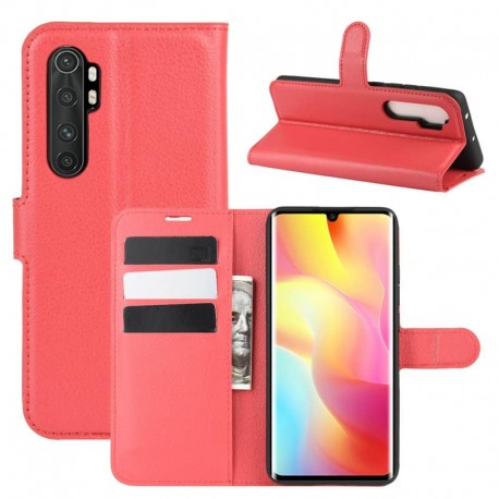 Etuis Portefeuille Xiaomi Mi Note 10 Lite Simili Cuir Rouge