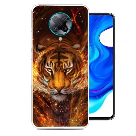 Coque Xiaomi Pocophone F2 Pro Tigre en Flammes TPU