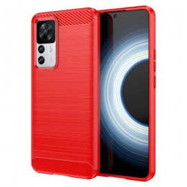 Coque Xiaomi 12T et Pro silicone Texture 3D Carbone Rouge