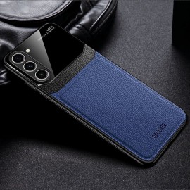 Coque Samsung Galaxy S23 Cuir et verre trempé Bleue