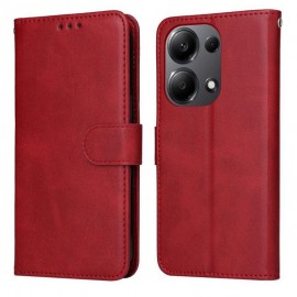 Coque Portefeuille Xiaomi Redmi Note 13 4G ou 5G Simili Cuir Rouge