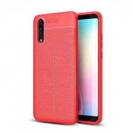 Coque Silicone Huawei P20 Cuir 3D Rouge