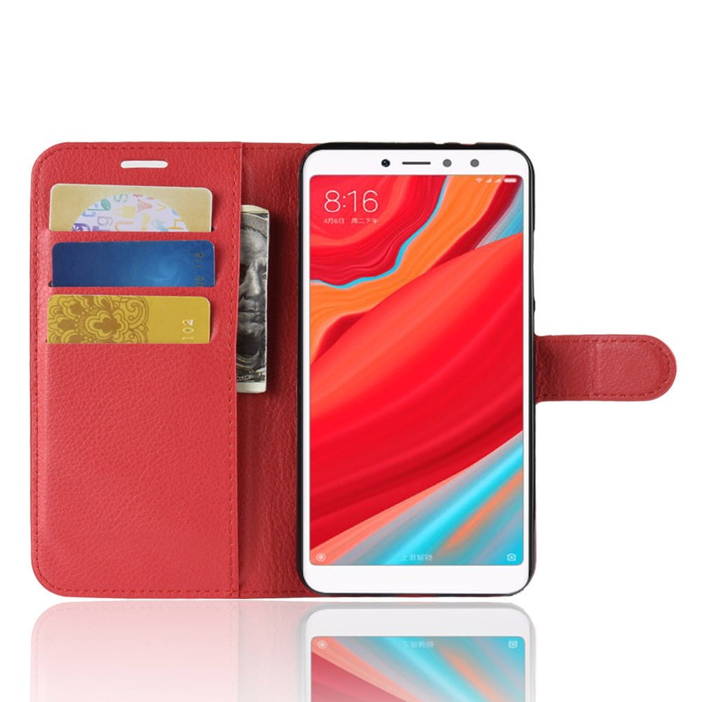 Etuis Portefeuille Xiaomi Redmi S2 Simili Cuir Rouge.