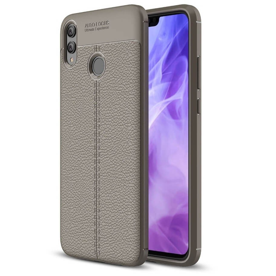 Coque Silicone Honor 8X Cuir 3D Grise