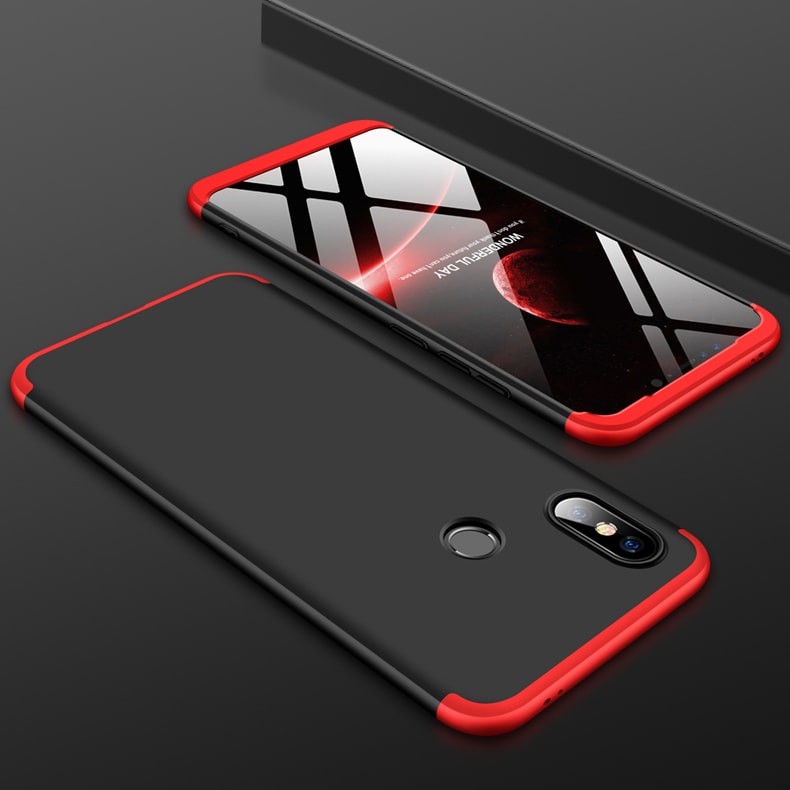 Coque 360 Xiaomi Redmi Note 6 Pro Noir et Rouge.
