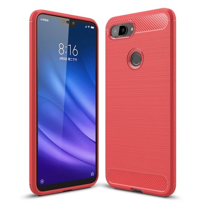 Coque Silicone Xiaomi MI 8 Lite Brossé Rouge